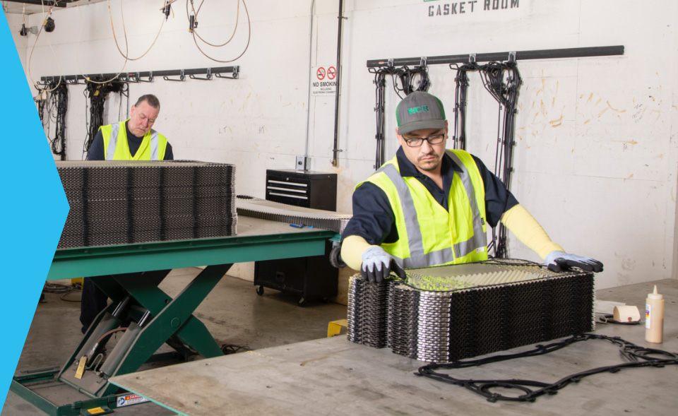 WCR technicians with stacks of gaskets