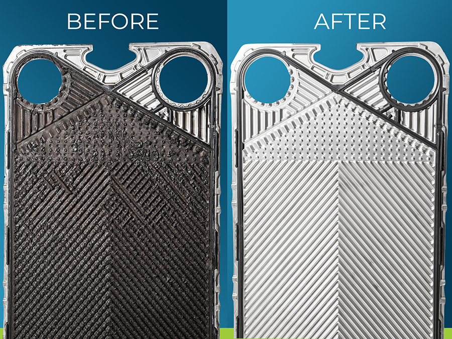 Before and after heat exchanger cleaning